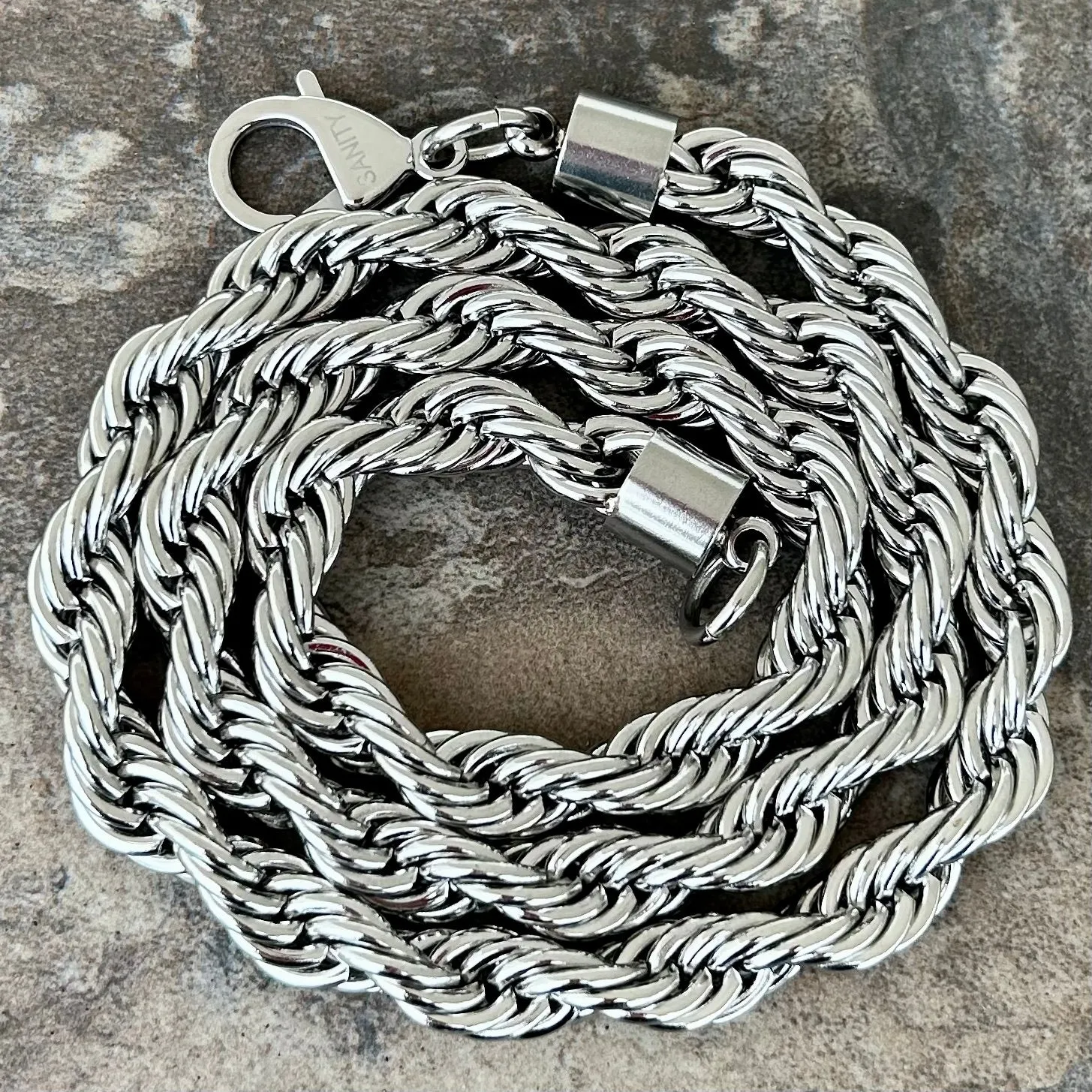 10MM Rope Chain Necklace - Polished Stainless - TR03