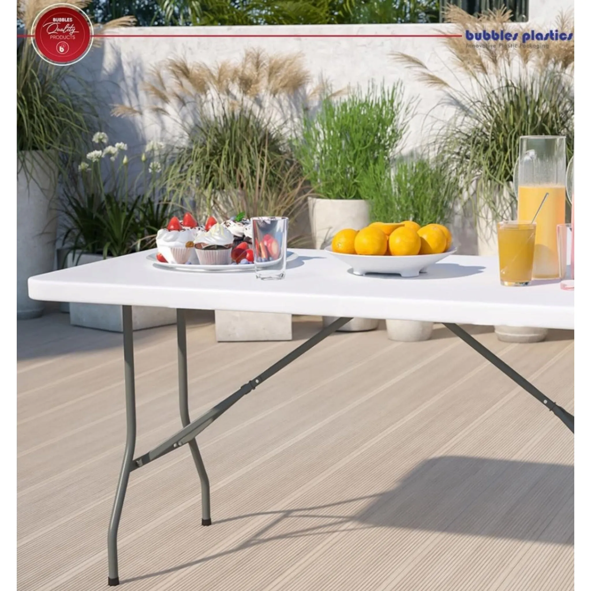 1.8m Folding Trestle Plastic Table 6ft White