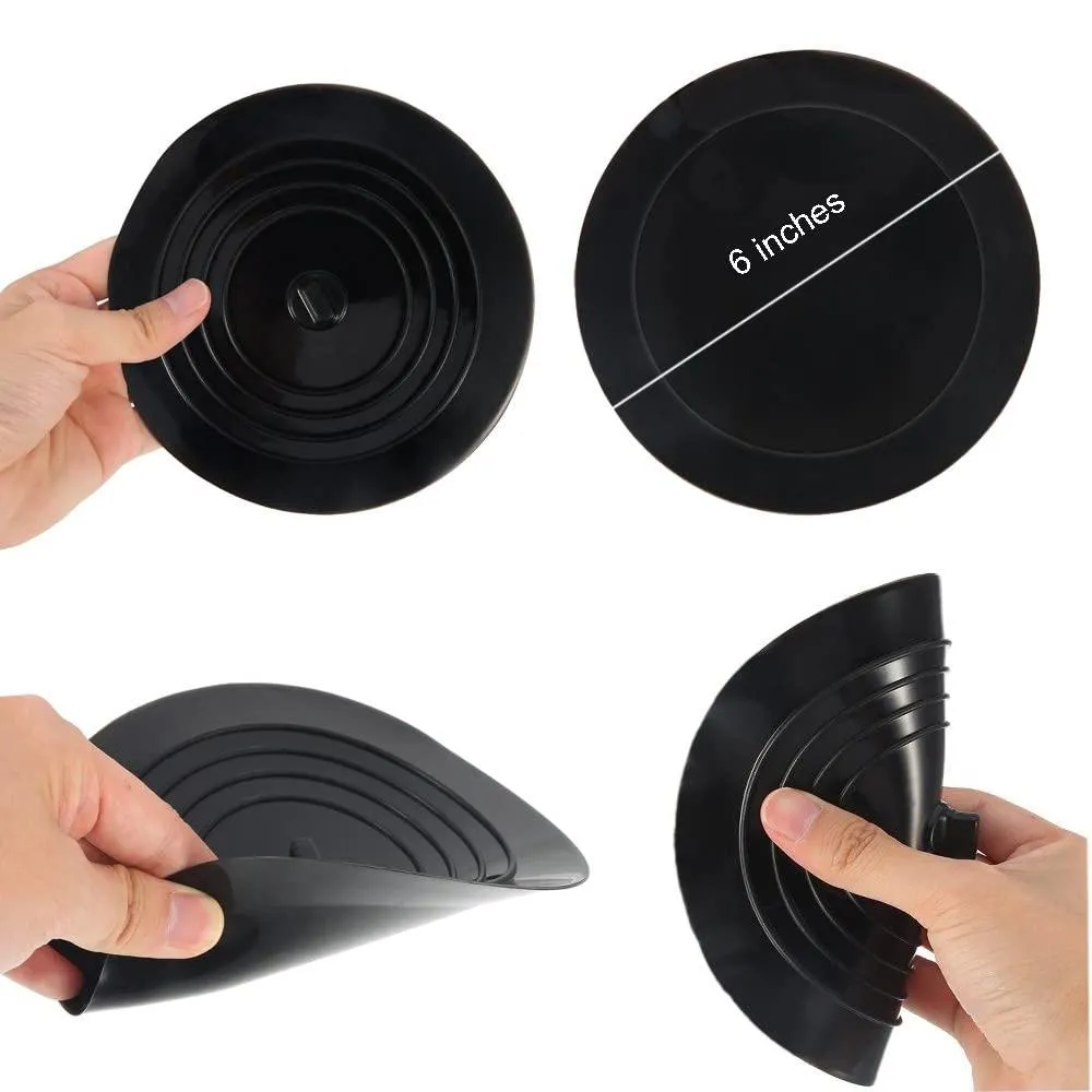 2-Pack: 6" Large Silicone Drain Plug Hair Stopper Flat Suction Cover