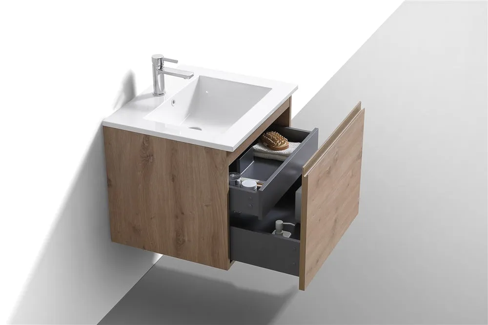 24''- Balli Modern Wall Mount bathroom Vanity - White Oak