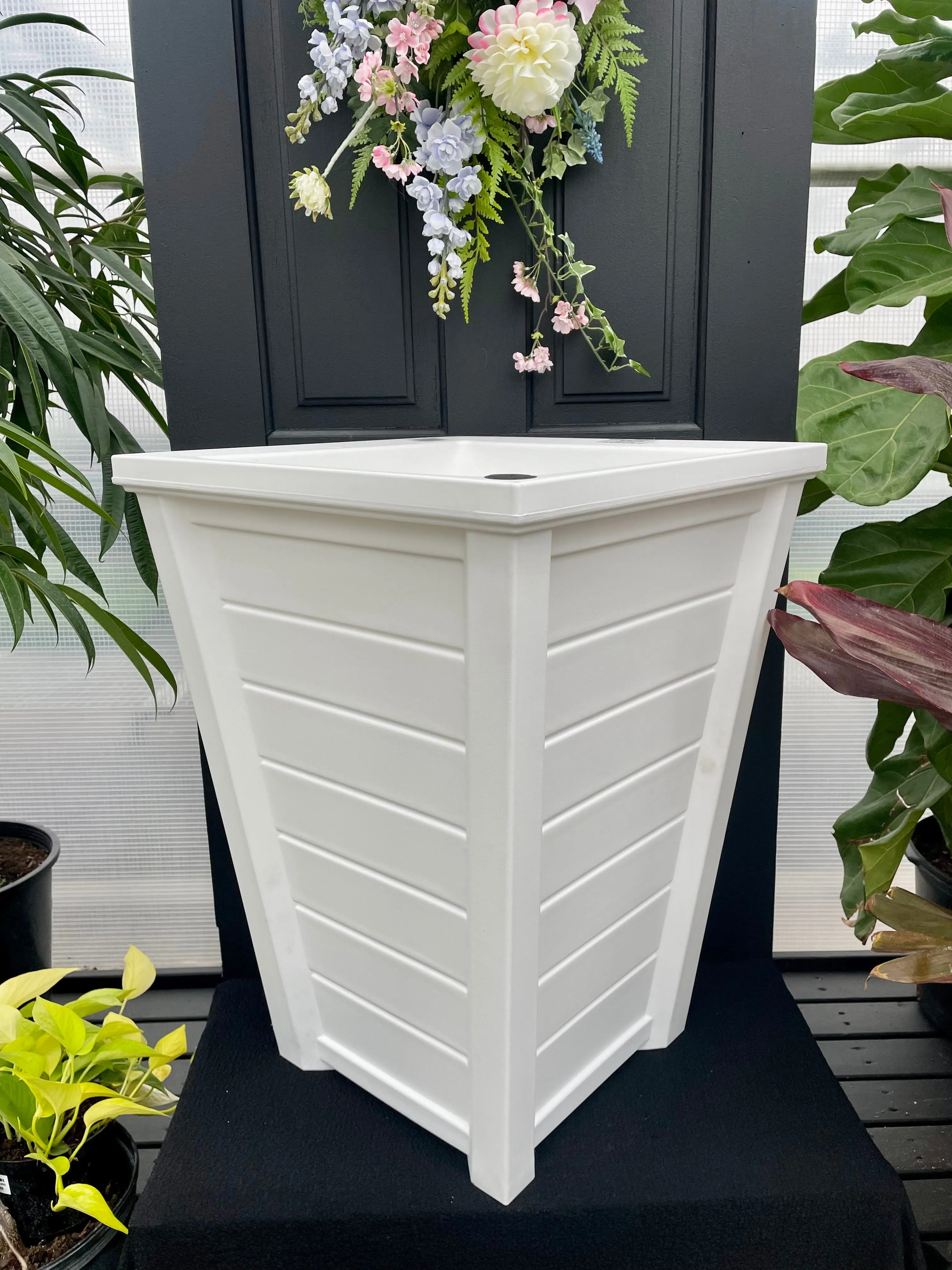 24" White Shiplap Planter