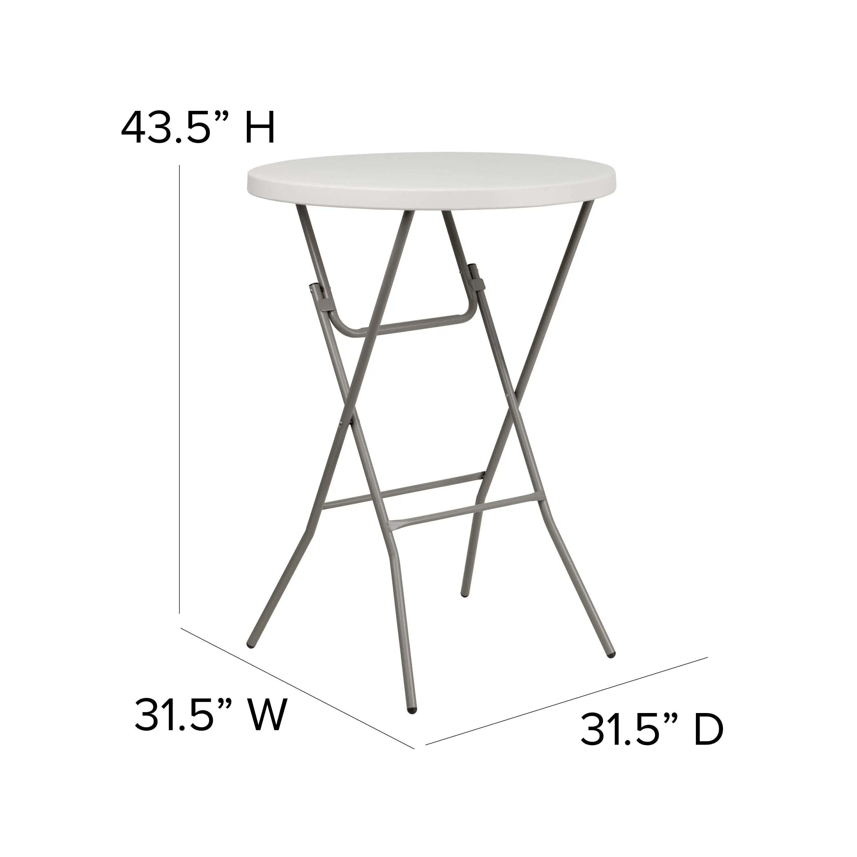 2.63-Foot Round Plastic Bar Height Folding Table