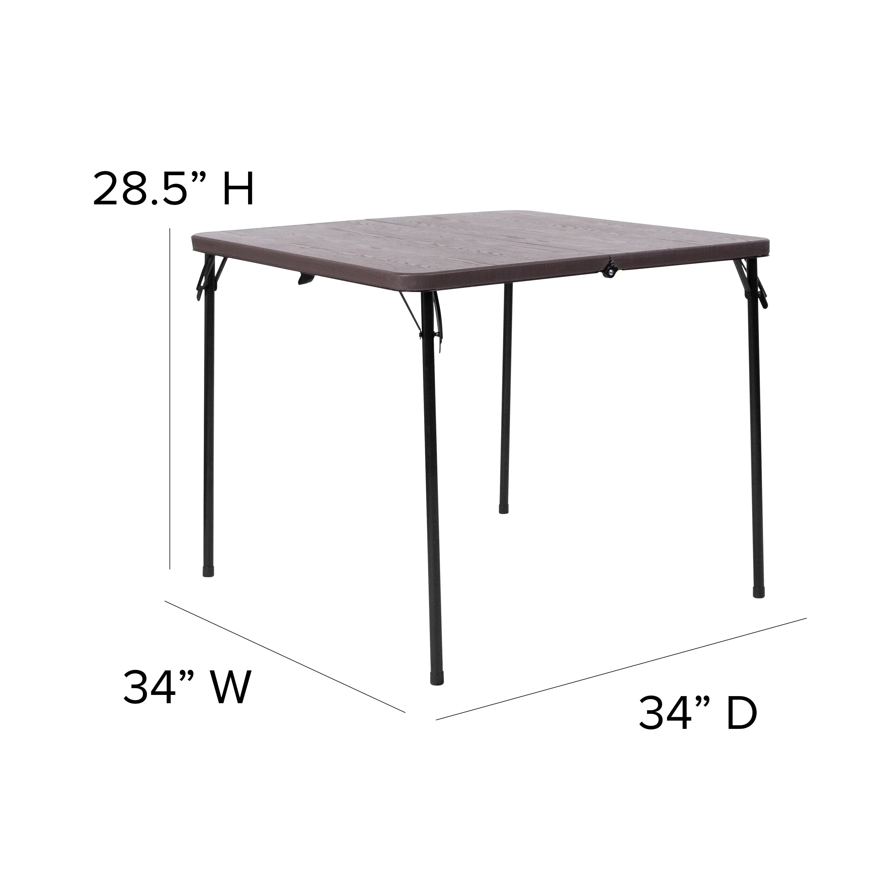 2.83-Foot Square Bi-Fold Plastic Folding Table with Carrying Handle