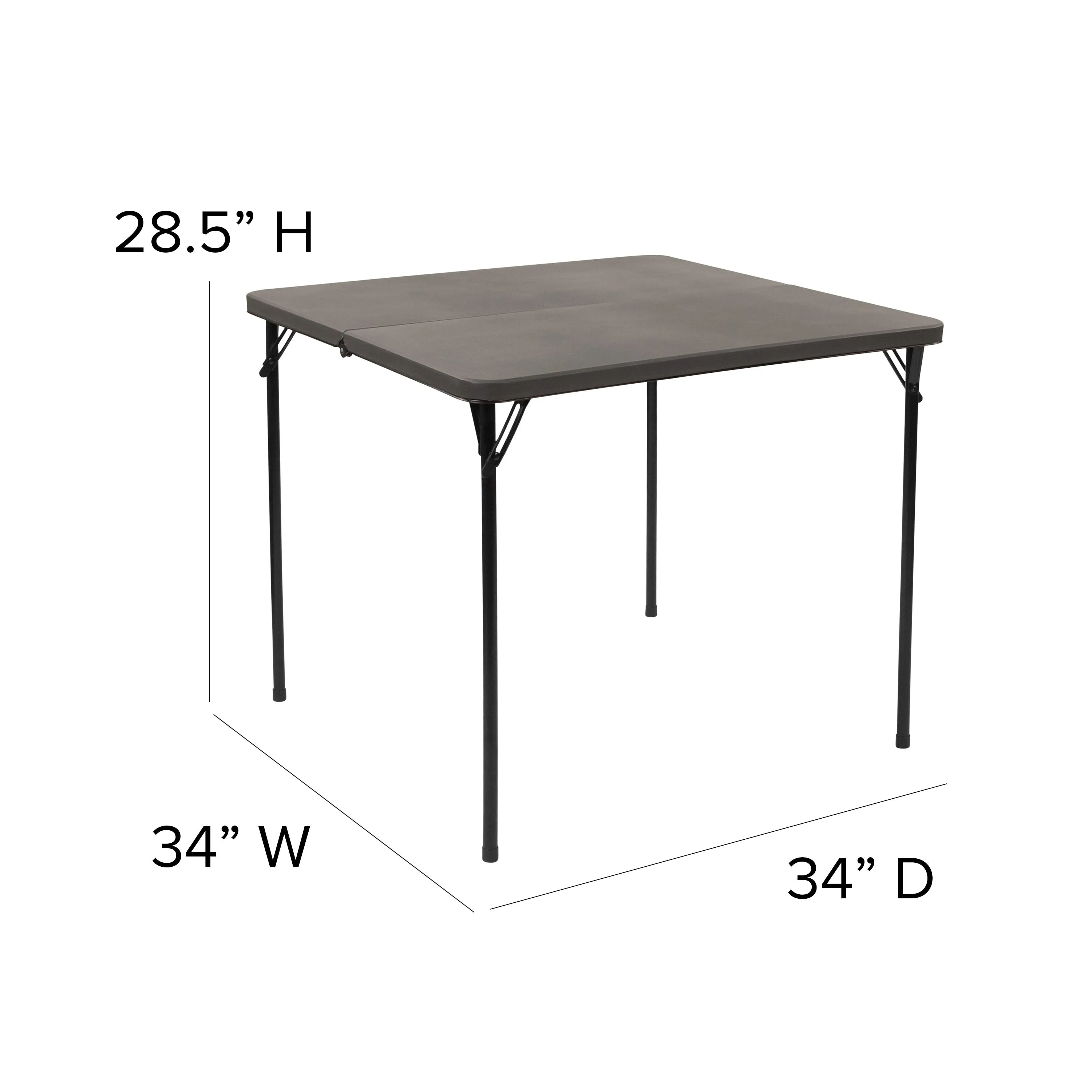 2.83-Foot Square Bi-Fold Plastic Folding Table with Carrying Handle