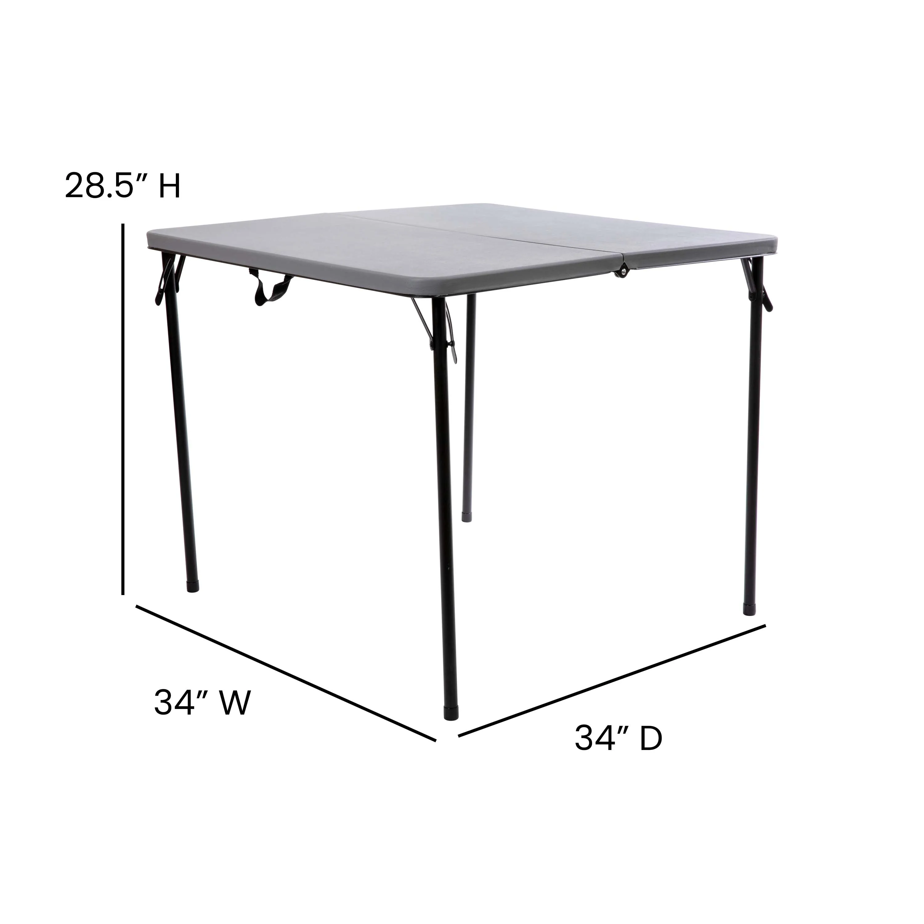 2.83-Foot Square Bi-Fold Plastic Folding Table with Carrying Handle