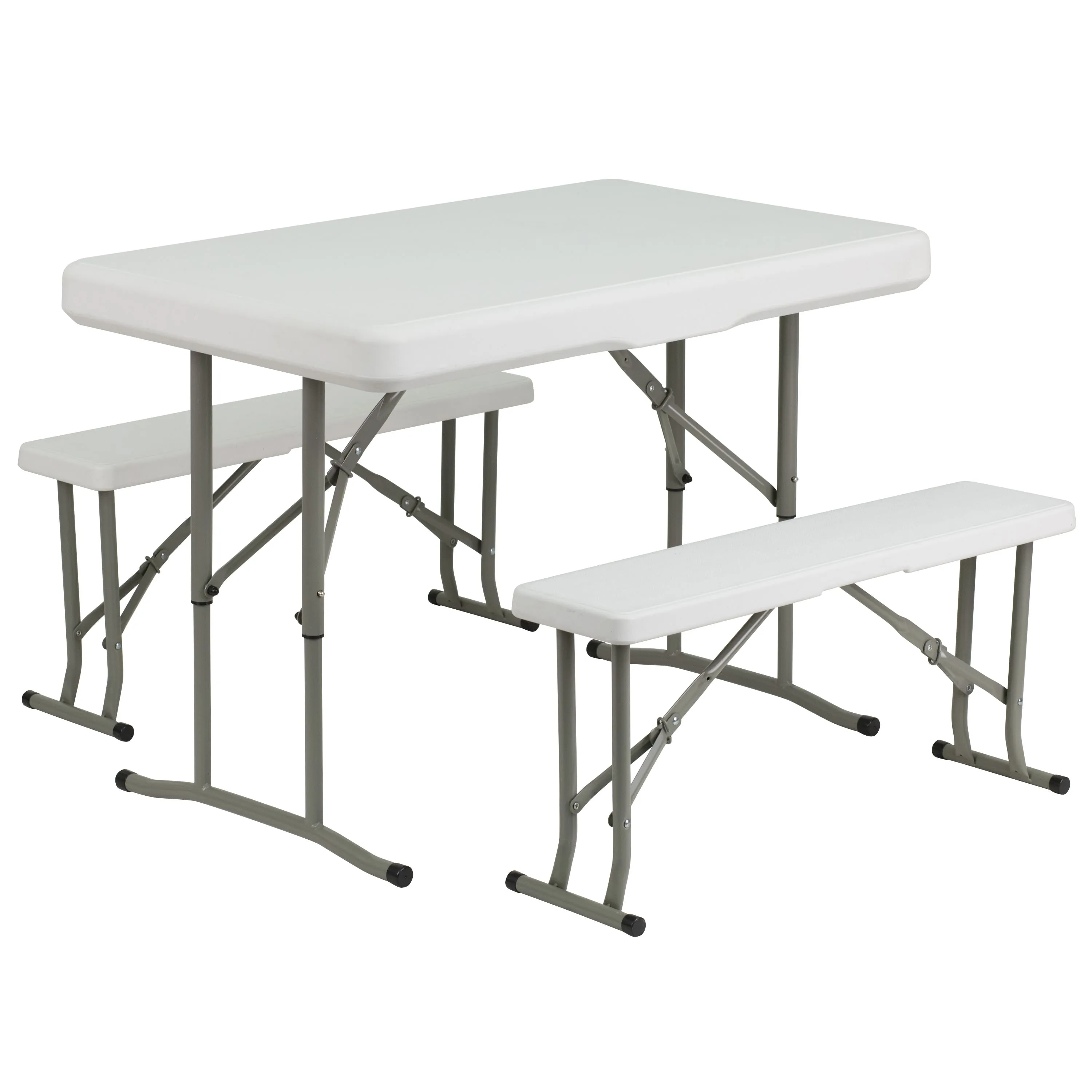 3 Piece Portable Plastic Folding Bench and Table Set