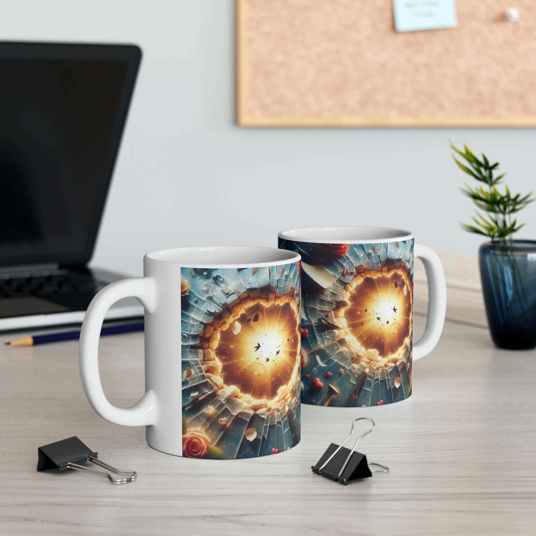 3D Hearts in Space | Ceramic Mug, 11oz