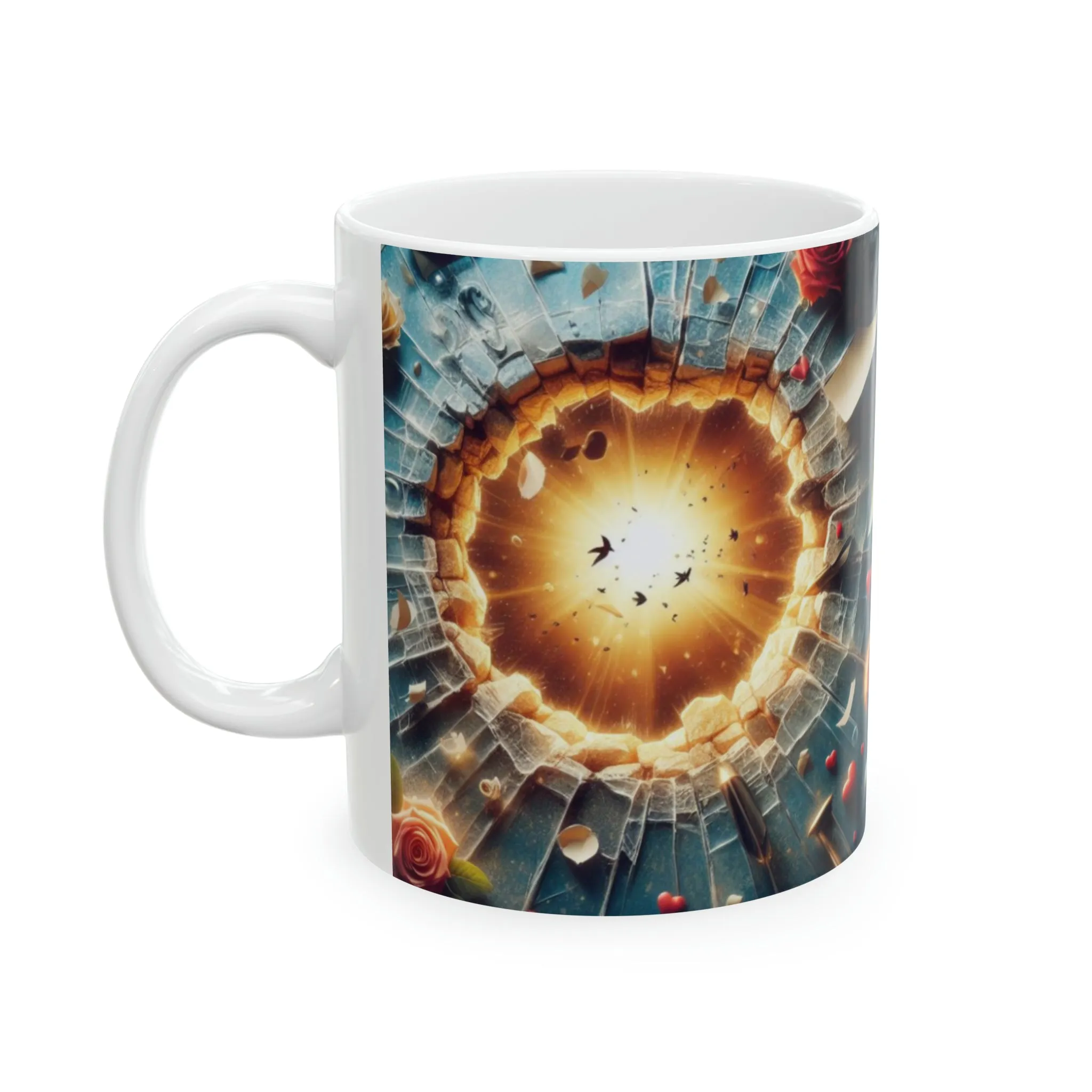 3D Hearts in Space | Ceramic Mug, 11oz