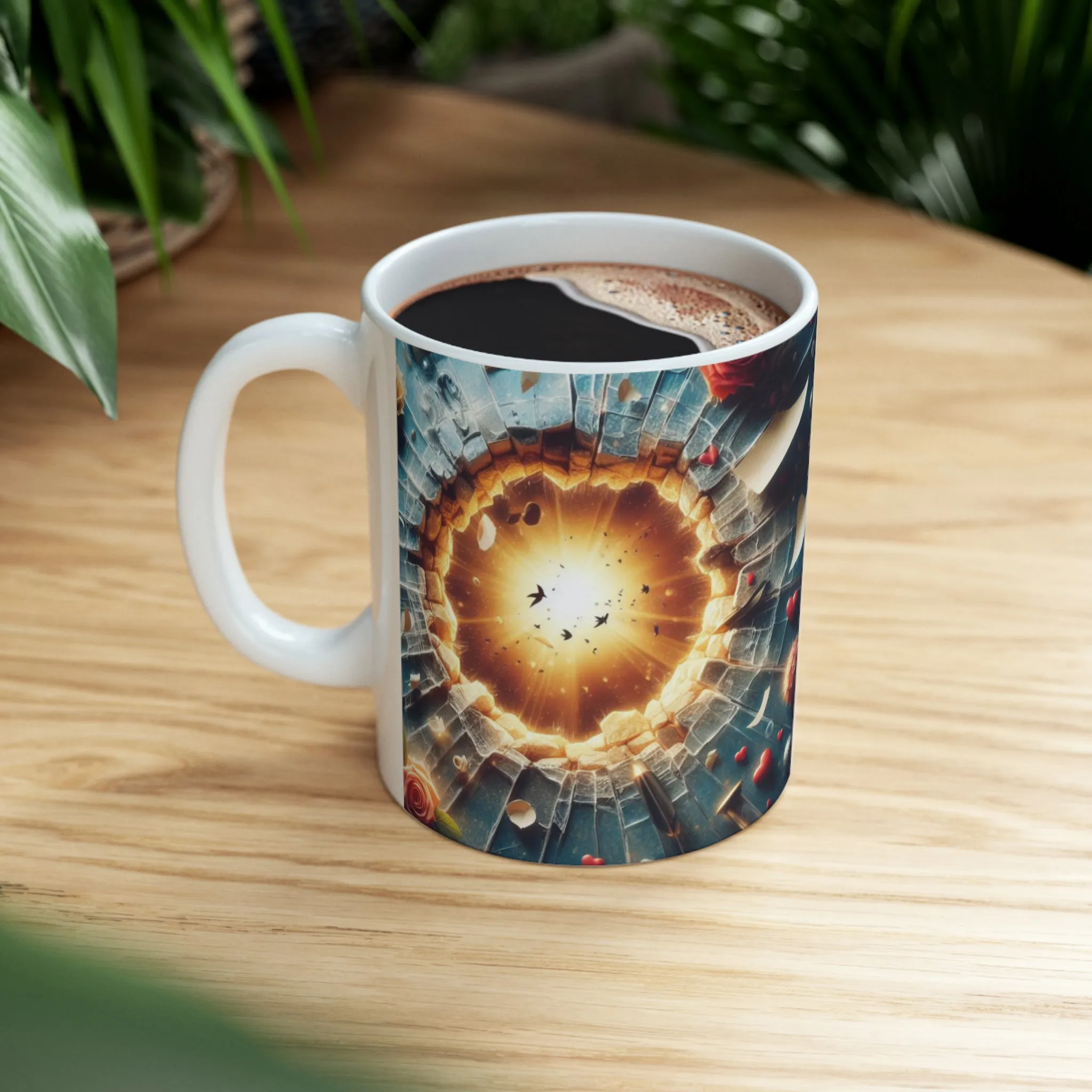 3D Hearts in Space | Ceramic Mug, 11oz