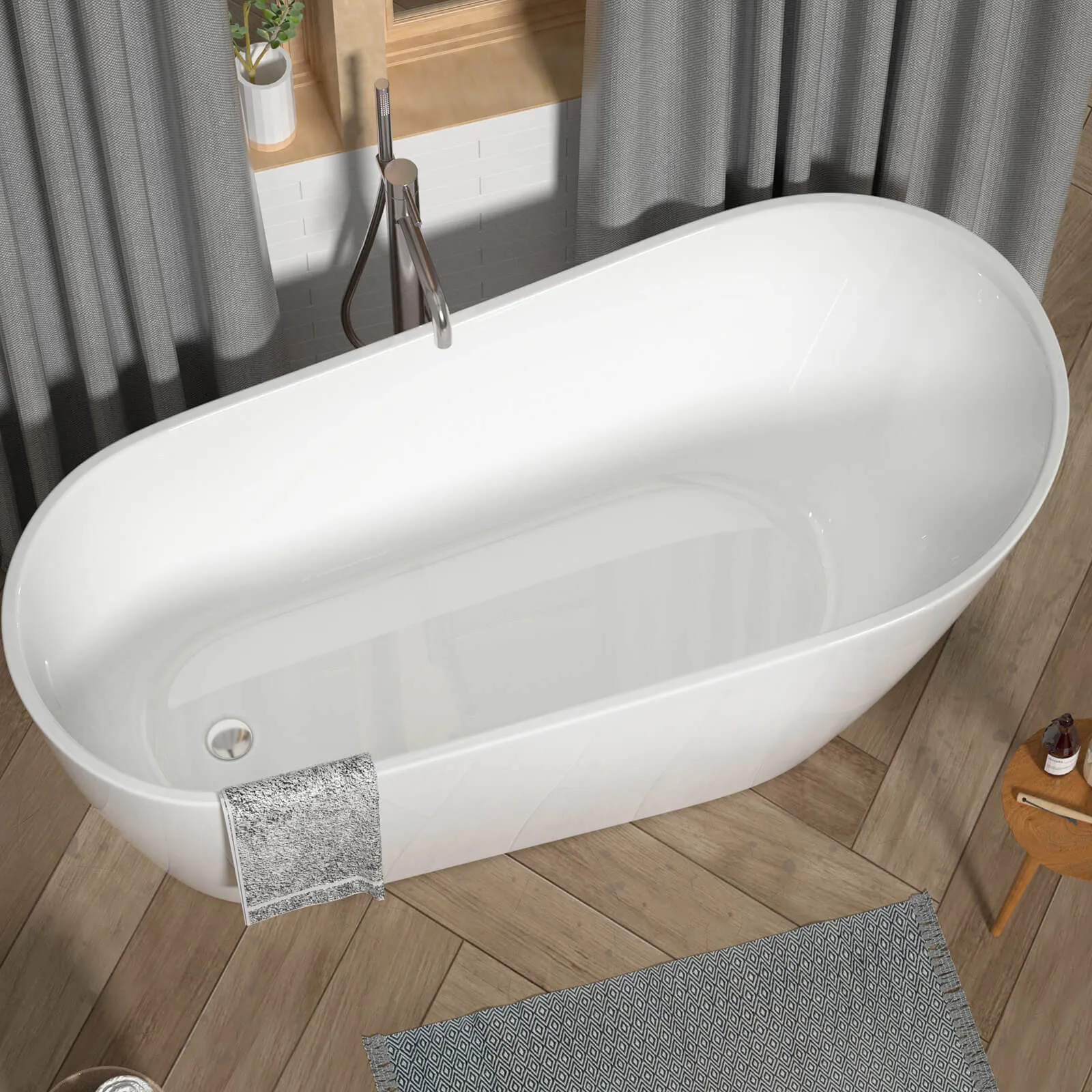 54" Acrylic Slipper Freestanding Bathtub