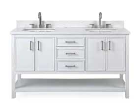 60"  Tennant Brand White Color Finish Double Sink Bathroom Vanity - Felton  # 7330-D60W