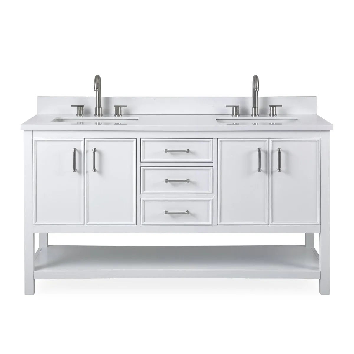 60"  Tennant Brand White Color Finish Double Sink Bathroom Vanity - Felton  # 7330-D60W