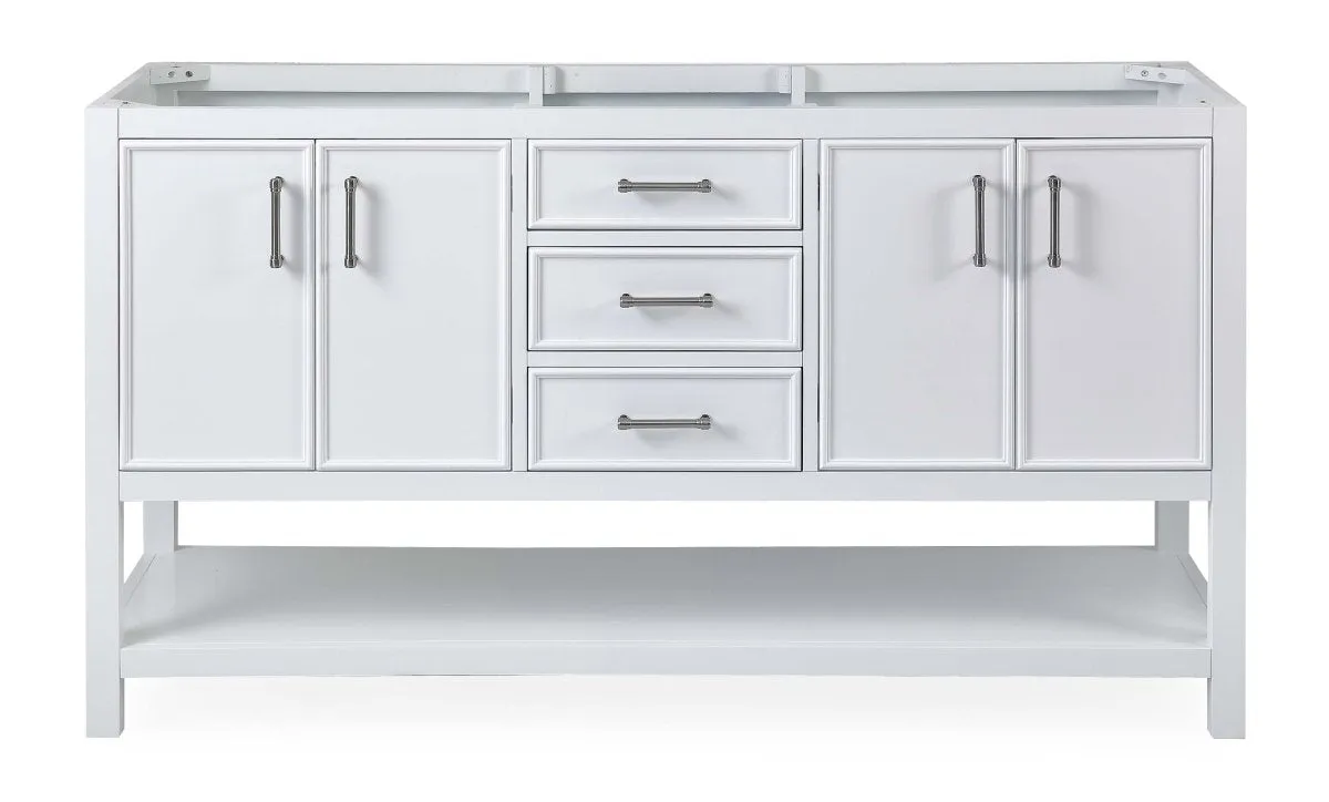 60"  Tennant Brand White Color Finish Double Sink Bathroom Vanity - Felton  # 7330-D60W