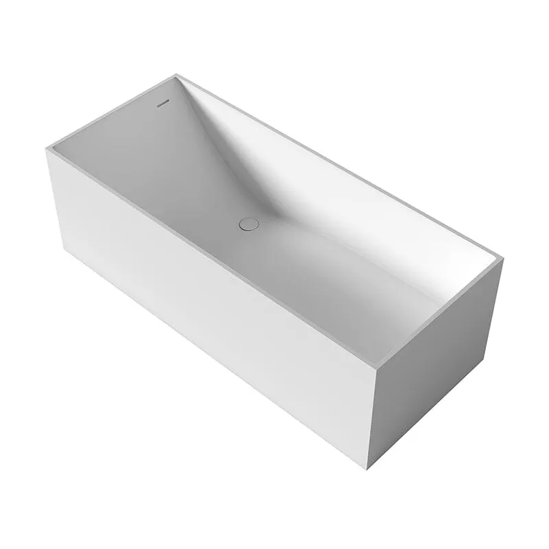 67" Freestanding Rectangular Bathtub with Ergonomic Backrest