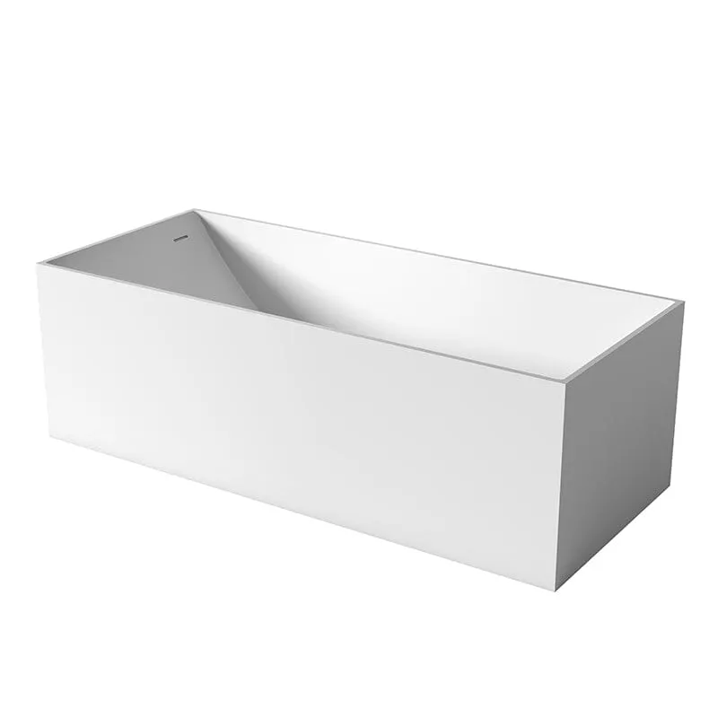 67" Freestanding Rectangular Bathtub with Ergonomic Backrest