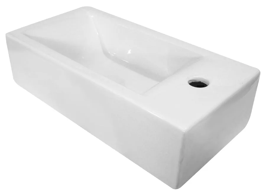 Ab108 Small Modern Rectangular Wall Mounted Ceramic Bathroom Sink