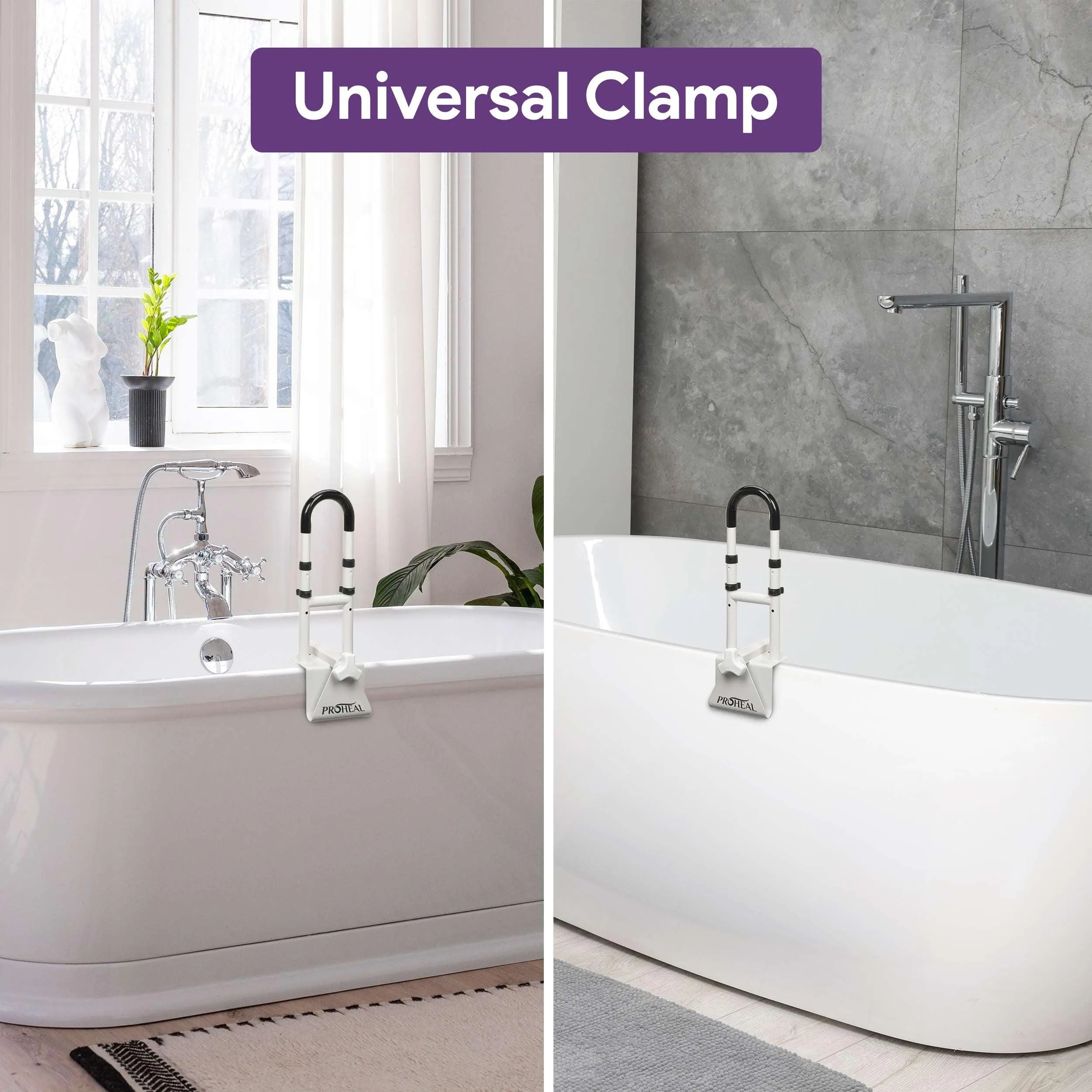 Adjustable Bathtub Grab Bar - Universal Clamp On Bar