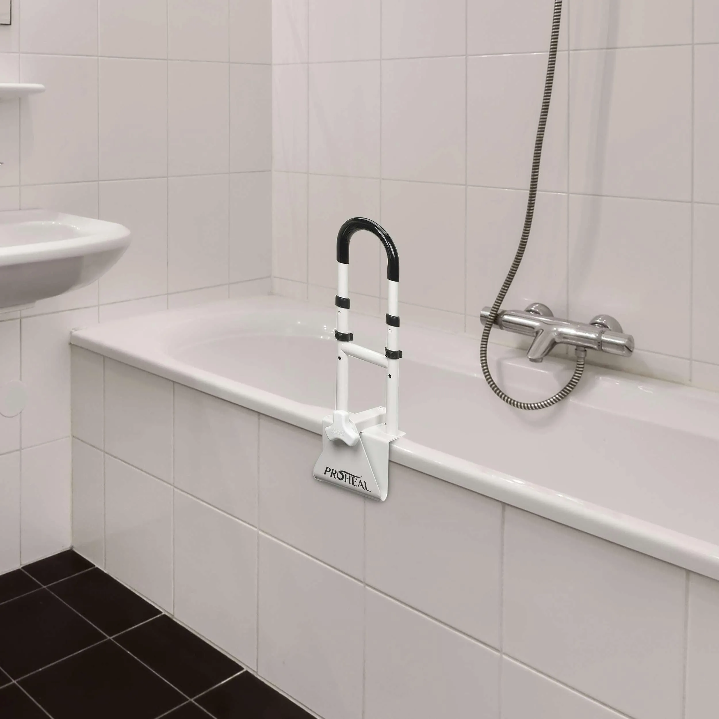 Adjustable Bathtub Grab Bar - Universal Clamp On Bar