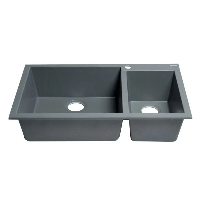 ALFI Brand 34" Double Bowl Drop In Granite Composite Kitchen Sink