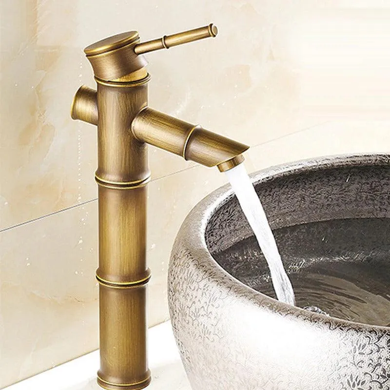 Antique Bamboo Style Faucet Vintage Faucet Hot and Cold Water Tap