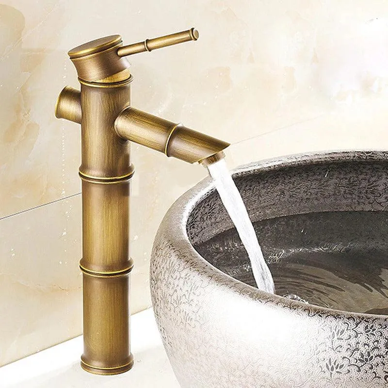 Antique Bamboo Style Faucet Vintage Faucet Hot and Cold Water Tap