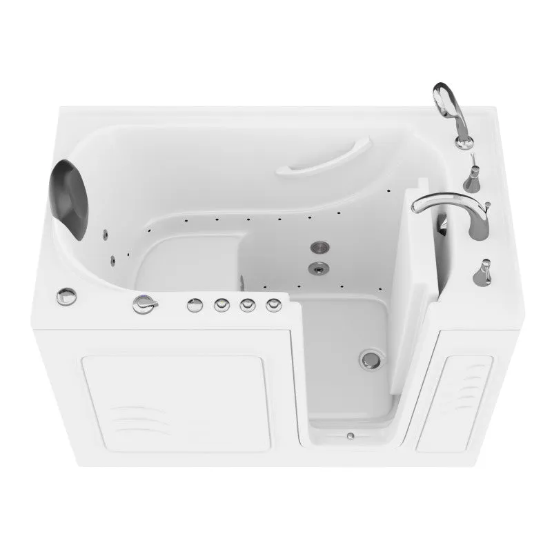 ANZZI 30 in. x 53 in. Right Drain Quick Fill Walk-In Whirlpool and Air Tub with Powered Fast Drain in White