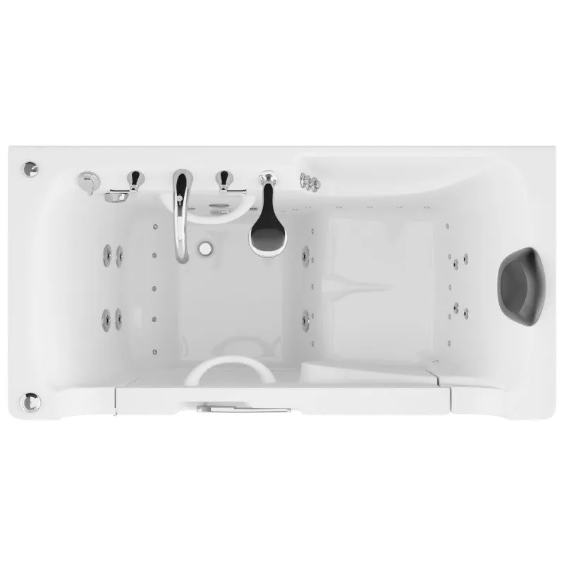 ANZZI 30 in. x 60 in. Left Drain Wheelchair Access Walk-In Whirlpool and Air Tub with Powered Fast Drain in White