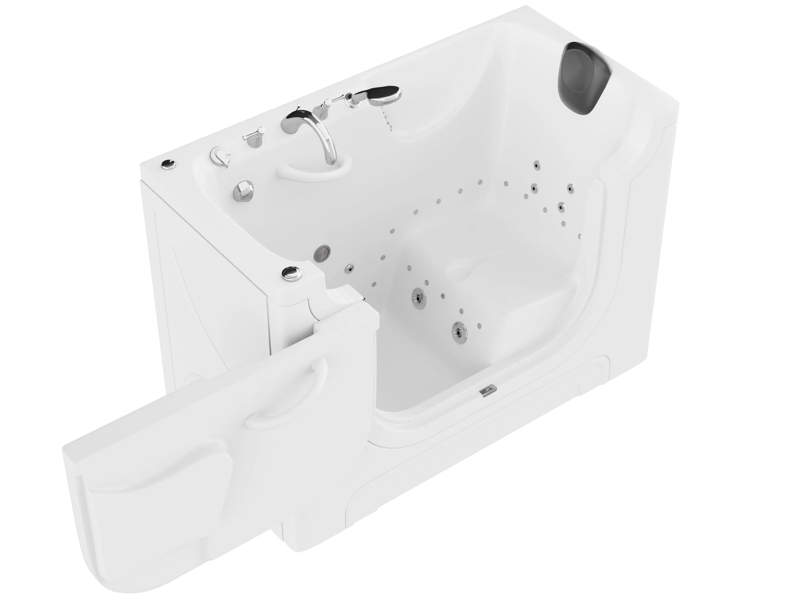 ANZZI 30 in. x 60 in. Left Drain Wheelchair Access Walk-In Whirlpool and Air Tub with Powered Fast Drain in White