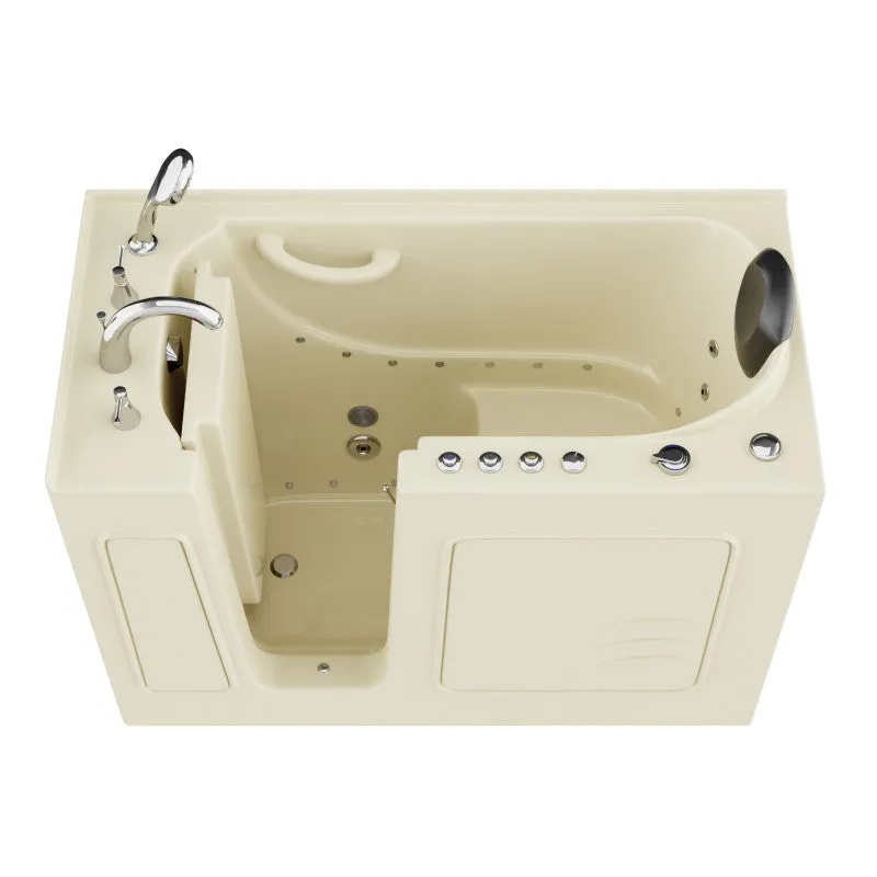 ANZZI Coupe Series 26 in. x 53 in. Left Drain Quick Fill Walk-In Whirlpool and Air Tub with Powered Fast Drain in Biscuit