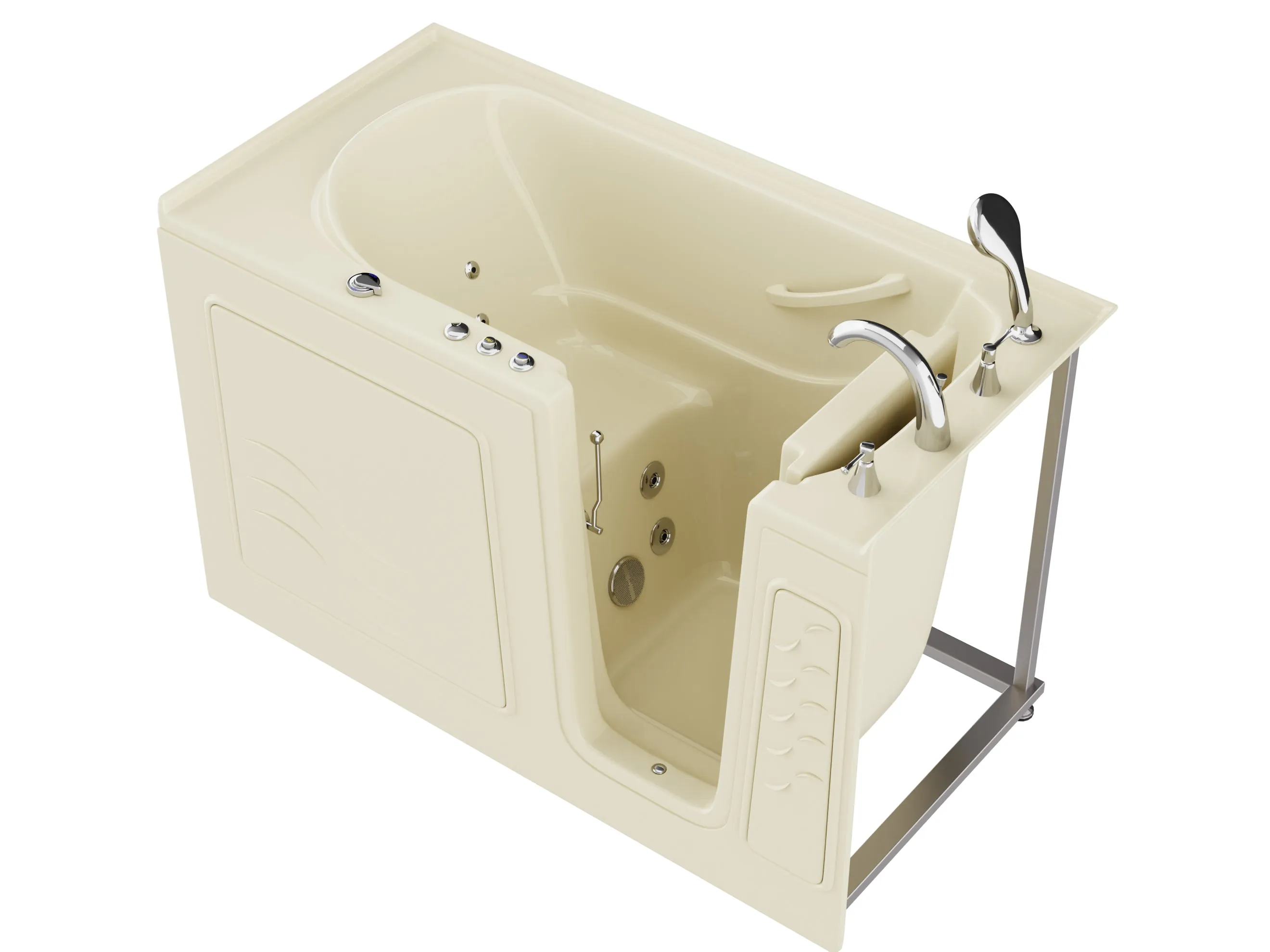 ANZZI Coupe Series 30 in. x 60 in. Right Drain Quick Fill Walk-In Whirlpool Tub with Powered Fast Drain in Biscuit