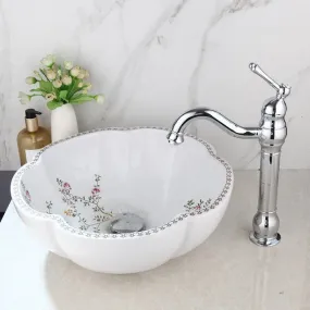 Art Basin Set Spring Blossoms Design Washbasin Bathroom Sink Set