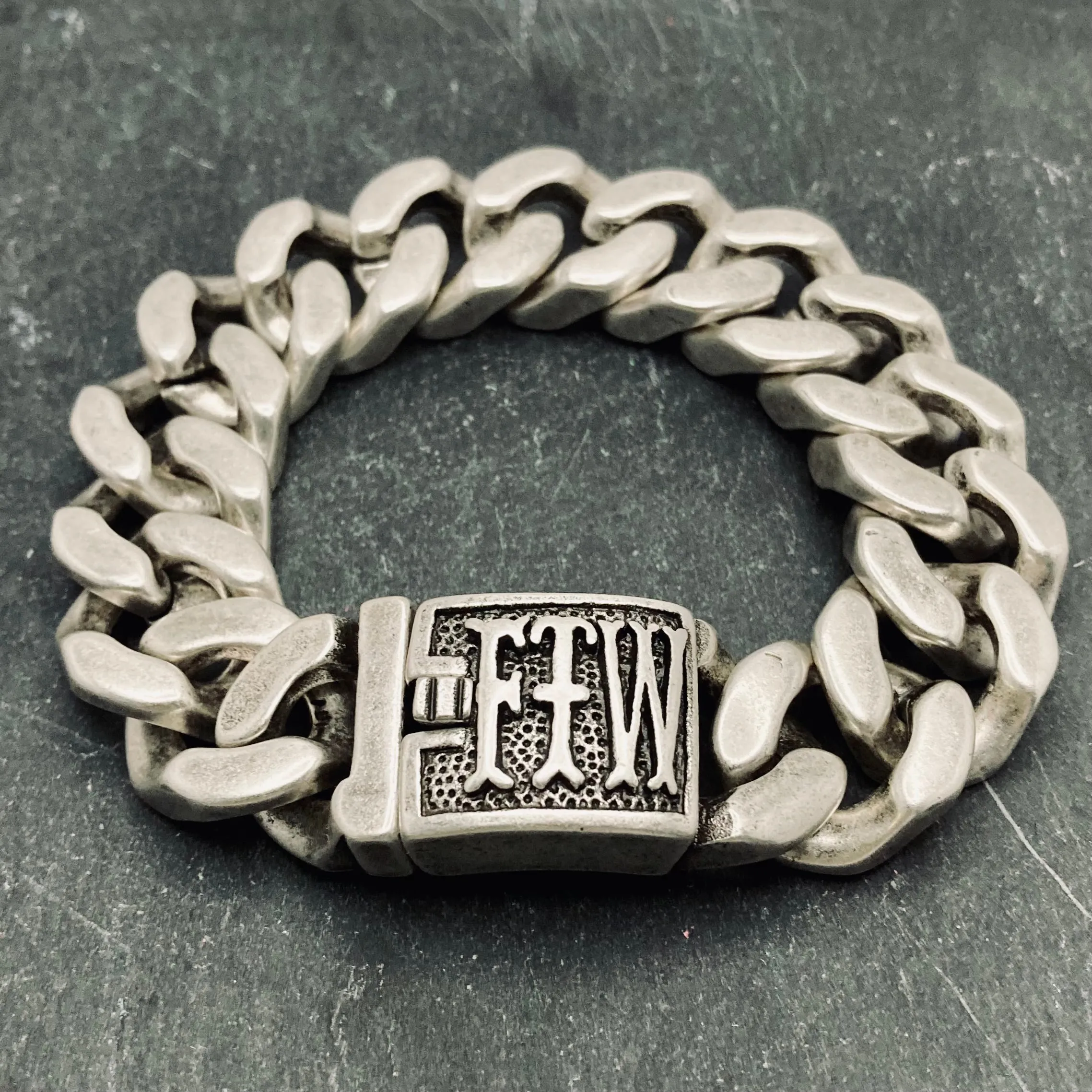 Bagger Bracelet - "EASY BIKER" - FTW Brushed  - 3/4" wide - B117