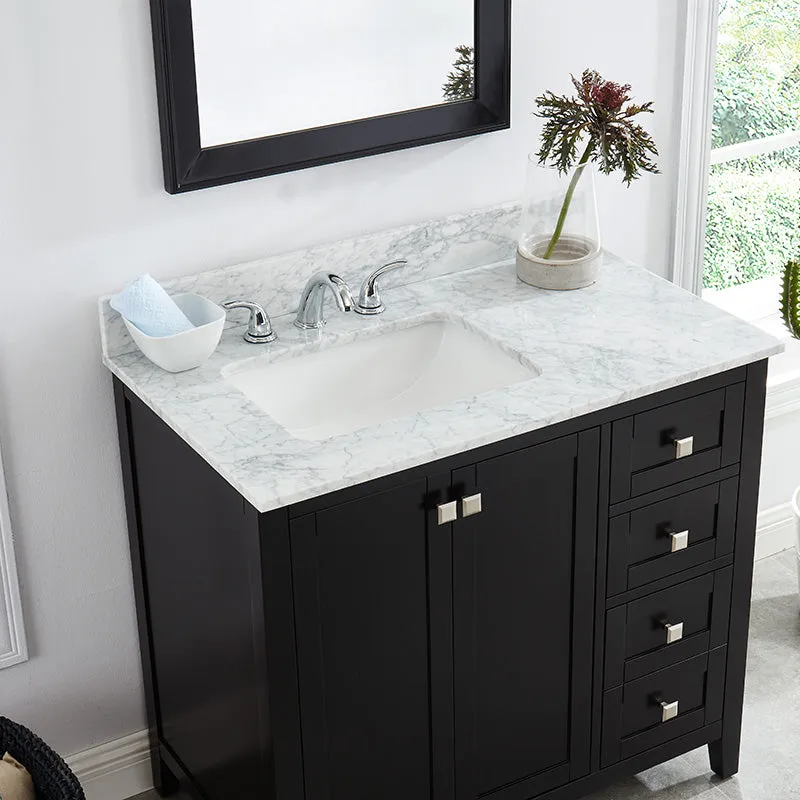 Beck Espresso Freestanding Vanity Cabinet with Single Basin Integrated Sink and Countertop - Two Doors, Three Drawers (37" x 34.5" x 22")