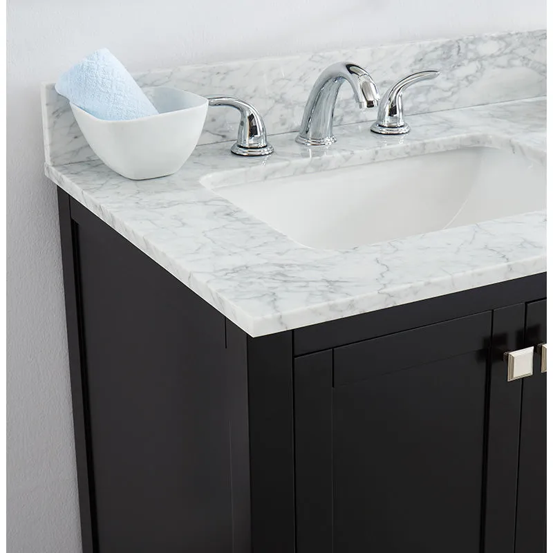 Beck Espresso Freestanding Vanity Cabinet with Single Basin Integrated Sink and Countertop - Two Doors, Three Drawers (37" x 34.5" x 22")