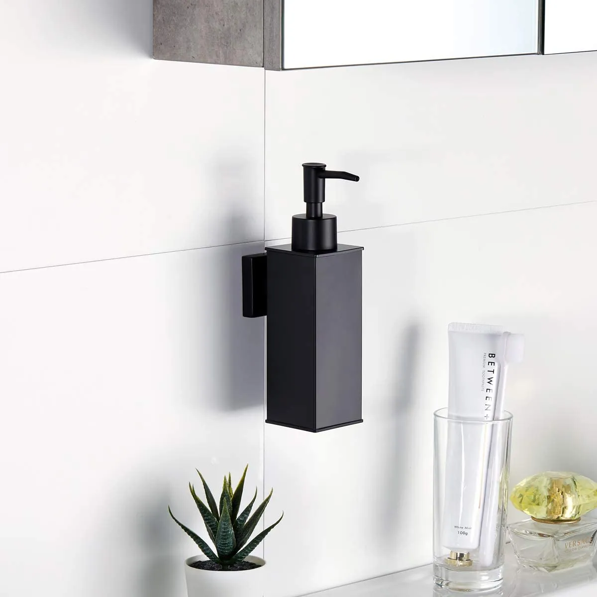 BGL Black Soap Dispenser, Wall Mounted Hand Wash Dispenser,304 Stainless Steel Liquid Dispenser for Daily Use