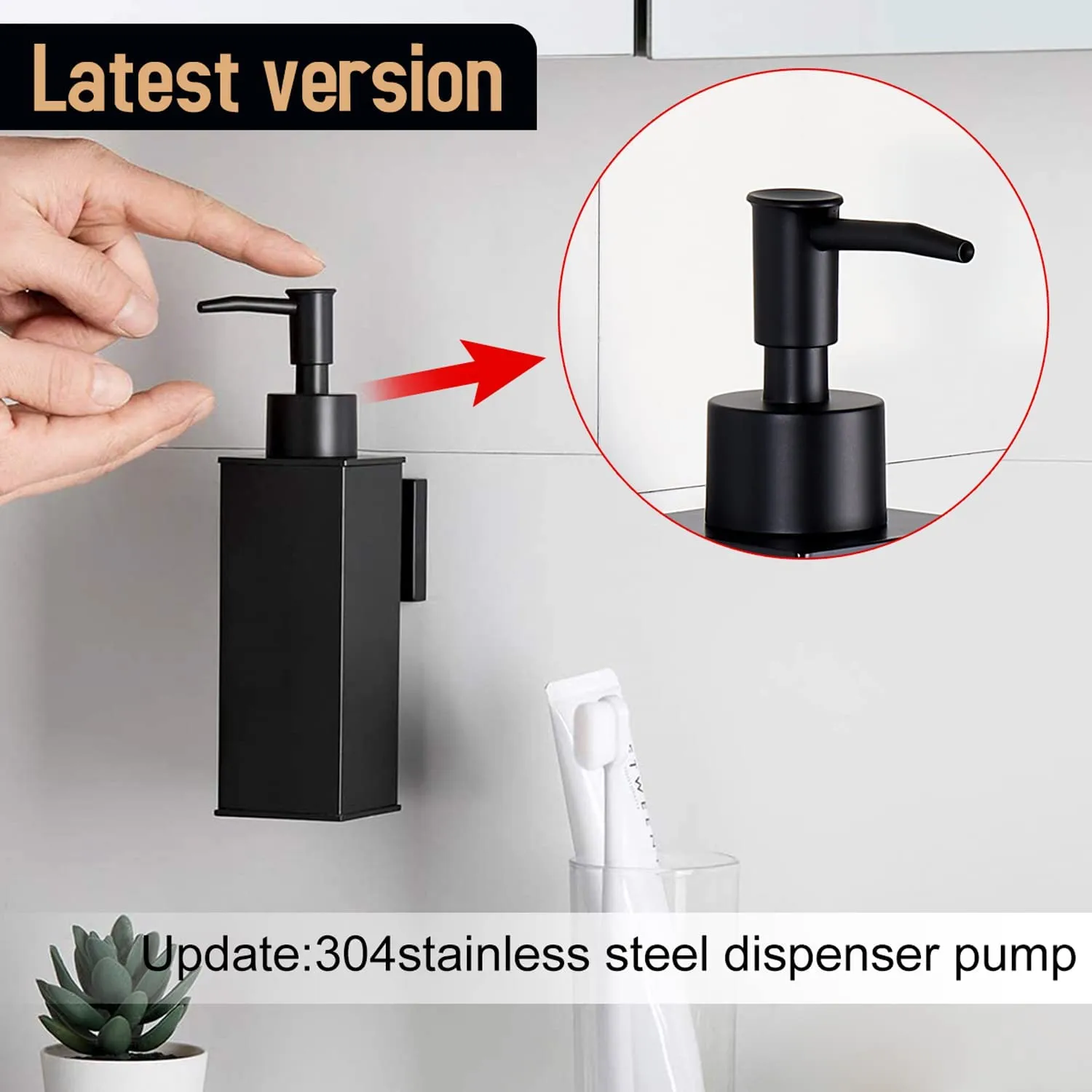 BGL Black Soap Dispenser, Wall Mounted Hand Wash Dispenser,304 Stainless Steel Liquid Dispenser for Daily Use