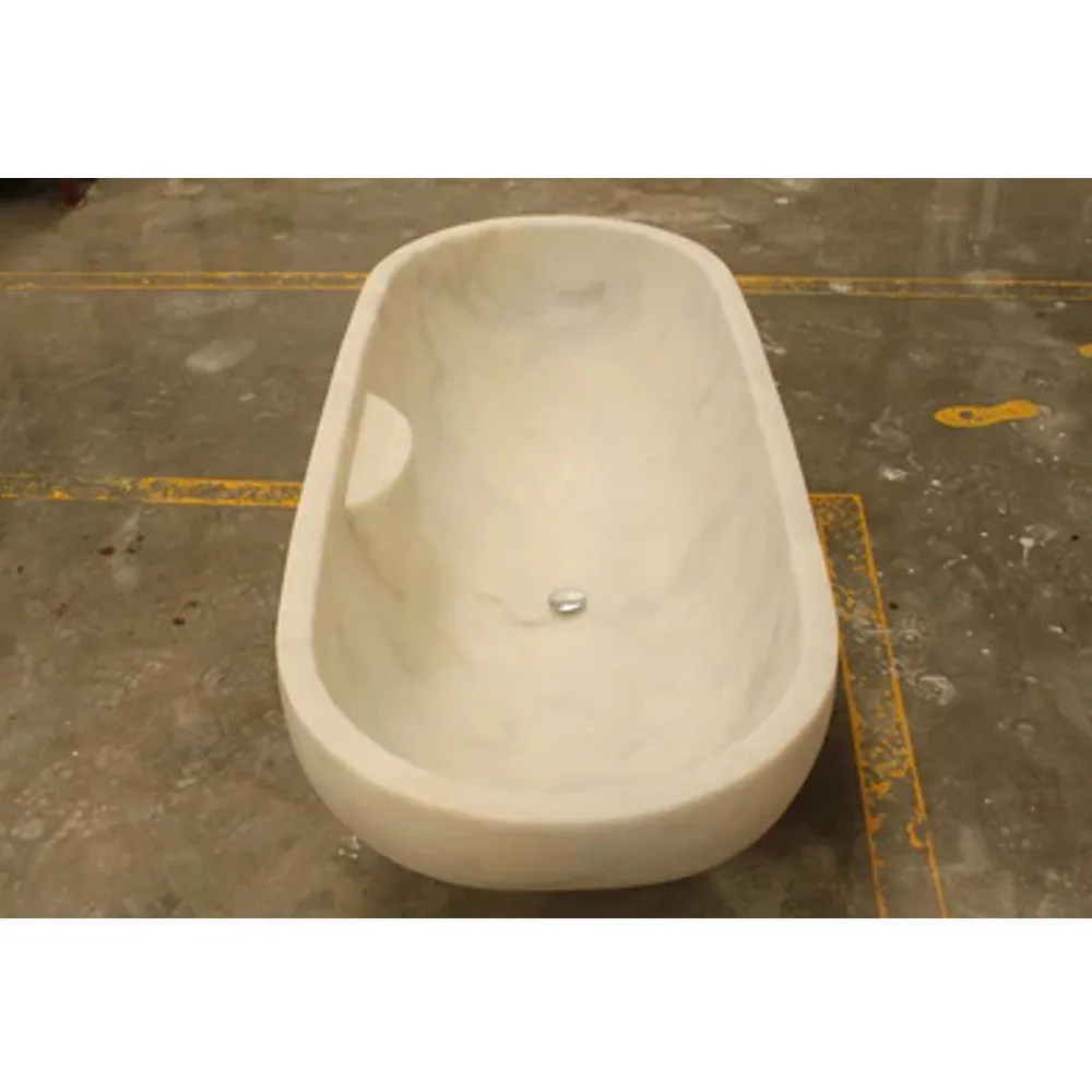 Bianco Carrara White Marble Bathtub Hand-carved from Solid Marble Block (W)30" (L)70" (H)20"