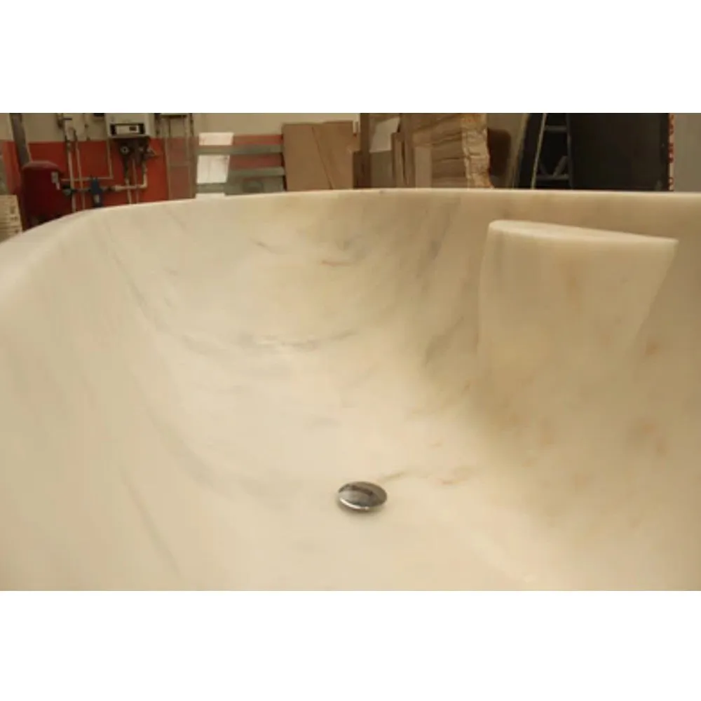 Bianco Carrara White Marble Bathtub Hand-carved from Solid Marble Block (W)30" (L)70" (H)20"