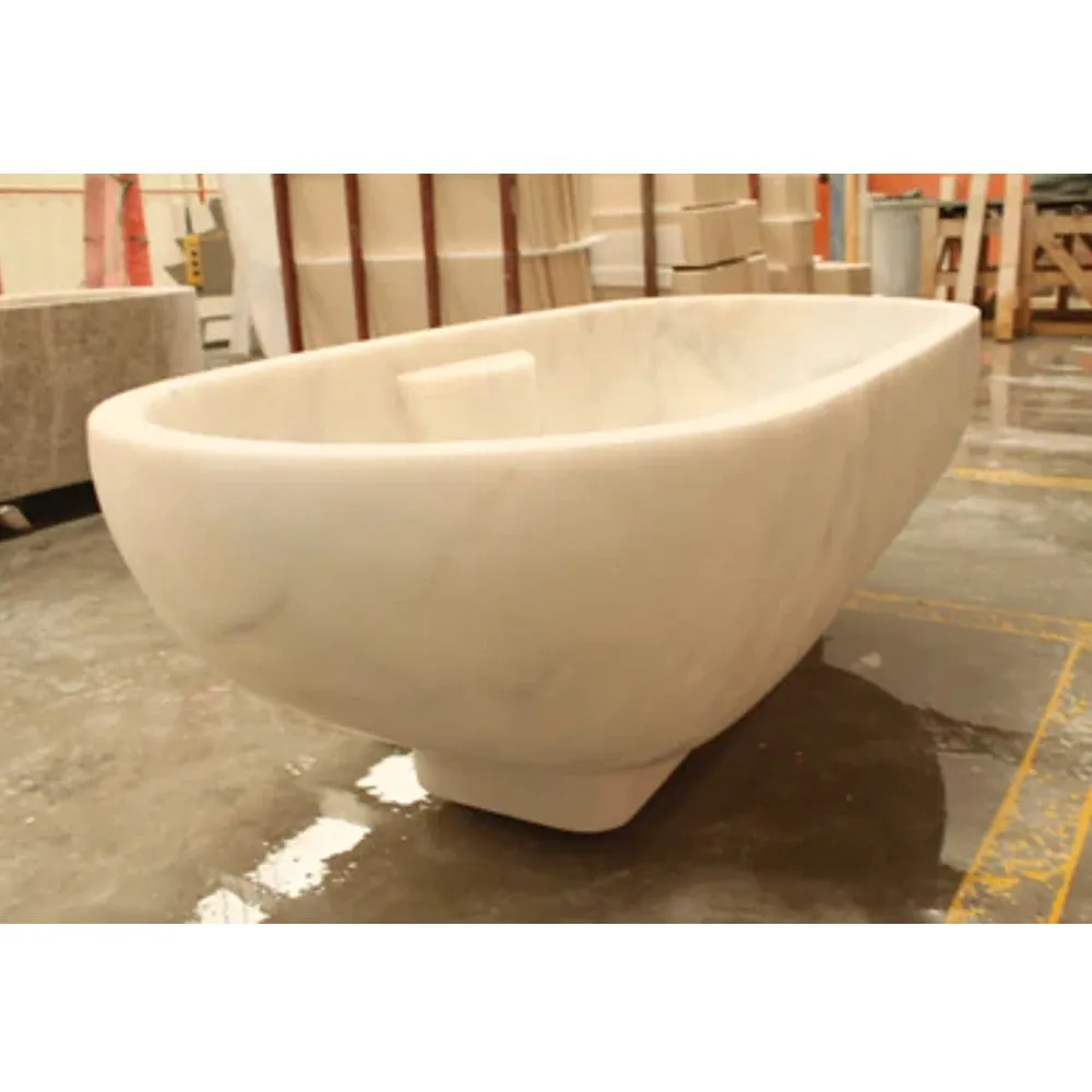 Bianco Carrara White Marble Bathtub Hand-carved from Solid Marble Block (W)30" (L)70" (H)20"