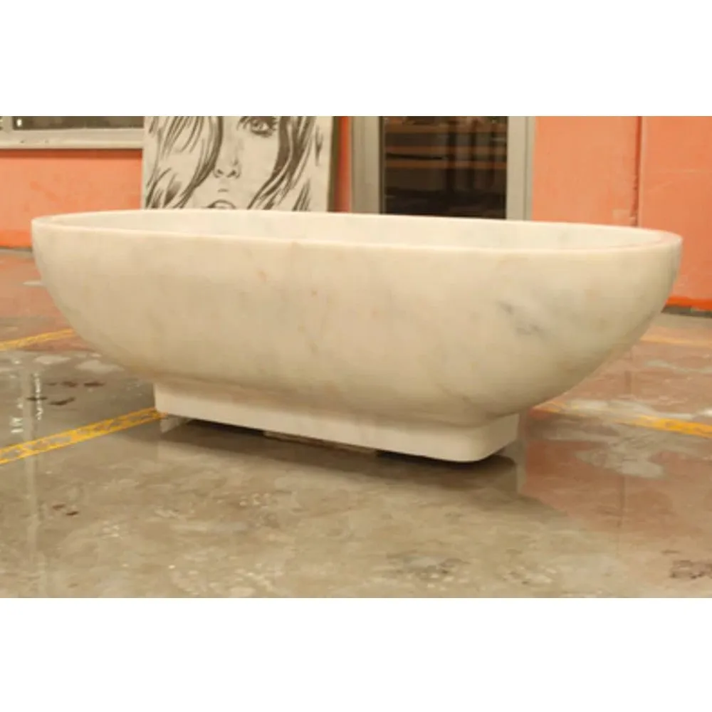 Bianco Carrara White Marble Bathtub Hand-carved from Solid Marble Block (W)30" (L)70" (H)20"