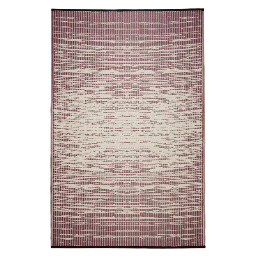 Brooklyn Wine and White Modern Recycled Plastic Reversible Outdoor Rug