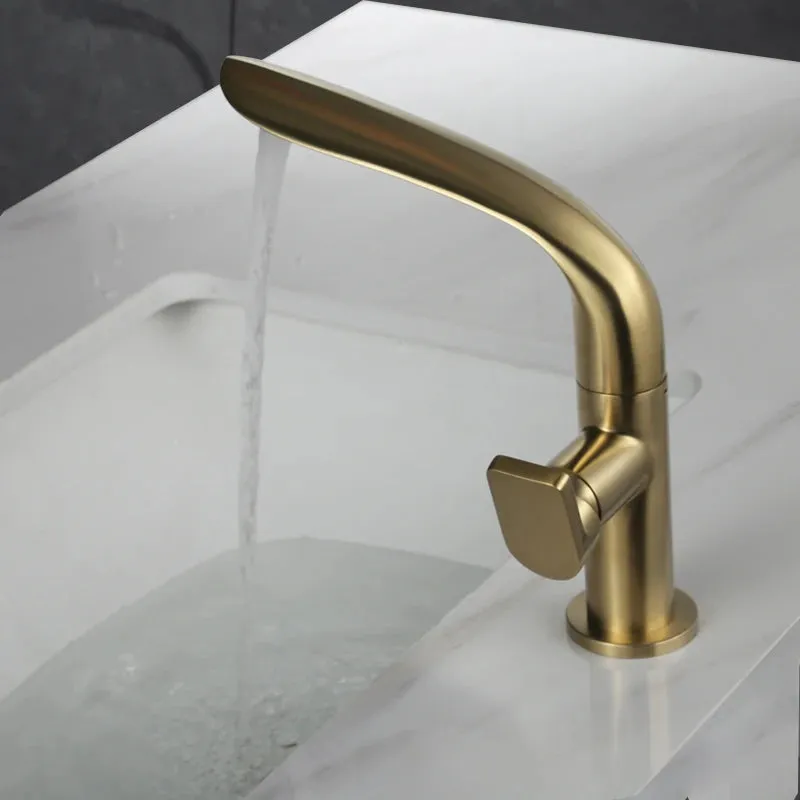 Brushed Basin Faucet Brass Bathroom Faucet Mixer Tap Basin Faucet