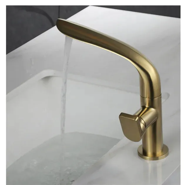 Brushed Basin Faucet Brass Bathroom Faucet Mixer Tap Basin Faucet