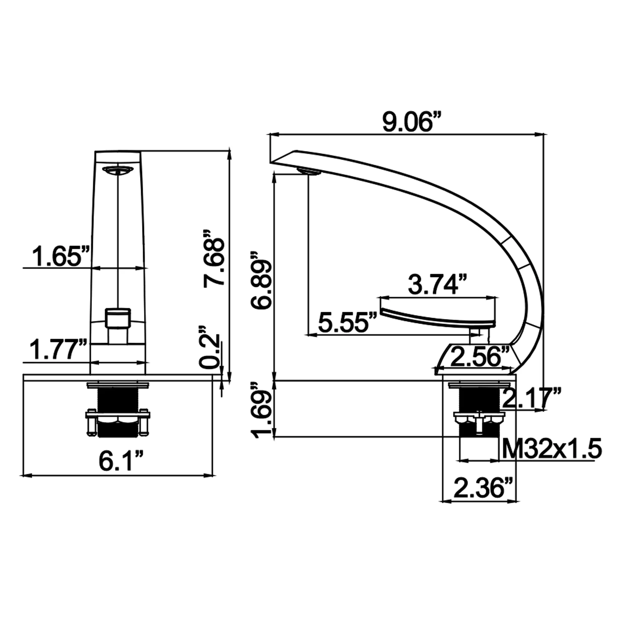 Brushed Gold Bathroom Sink Faucet with 6-inch Deck Plate RB0979