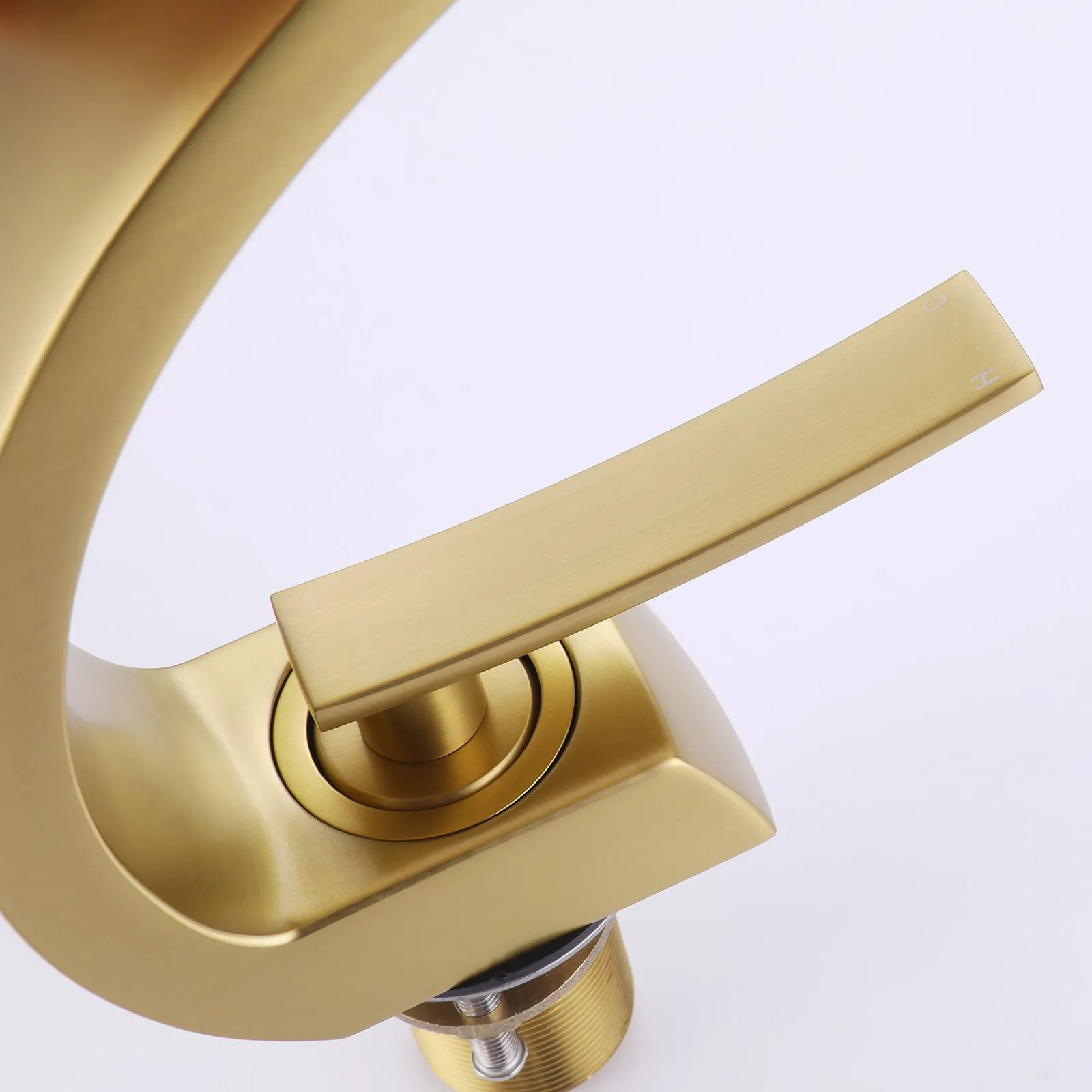 Brushed Gold Bathroom Sink Faucet with 6-inch Deck Plate RB0979