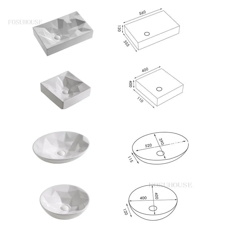 Ceramic Bathroom Sink Modern Creative Wash Basin Above Counter Basin