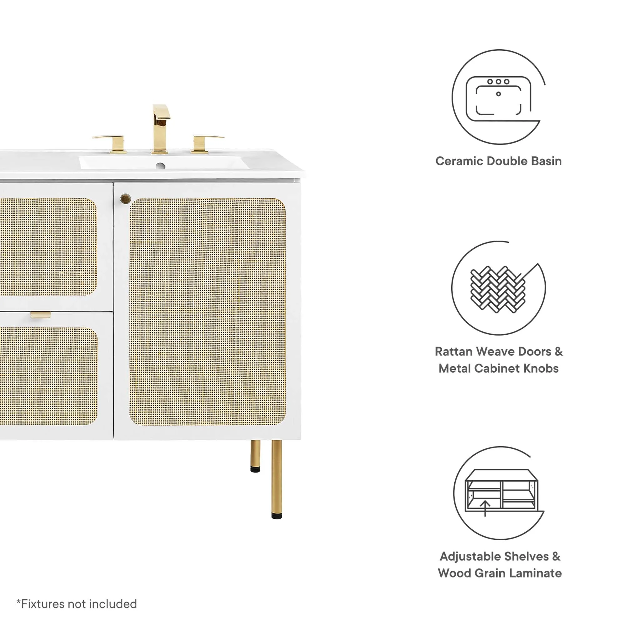 Chaucer 48" Double Sink Bathroom Vanity by Modway