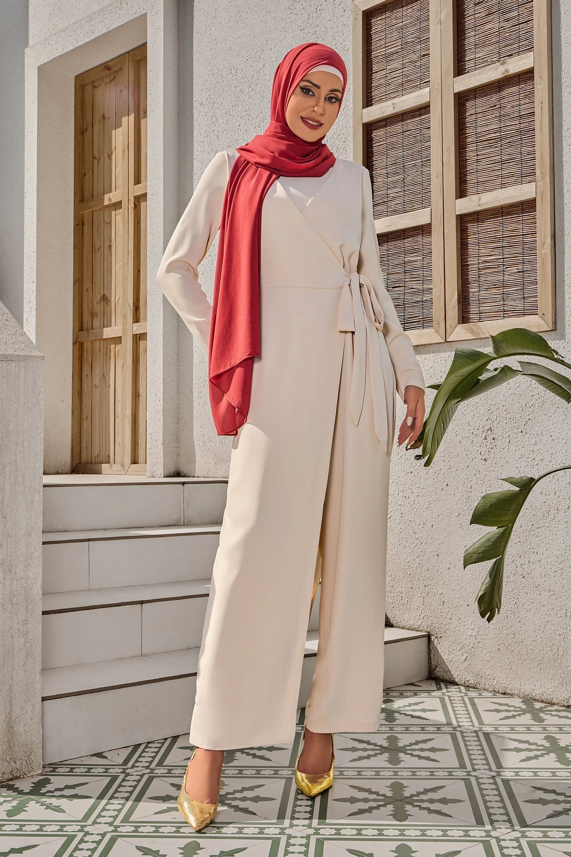 Cream Side Knot Jumpsuit