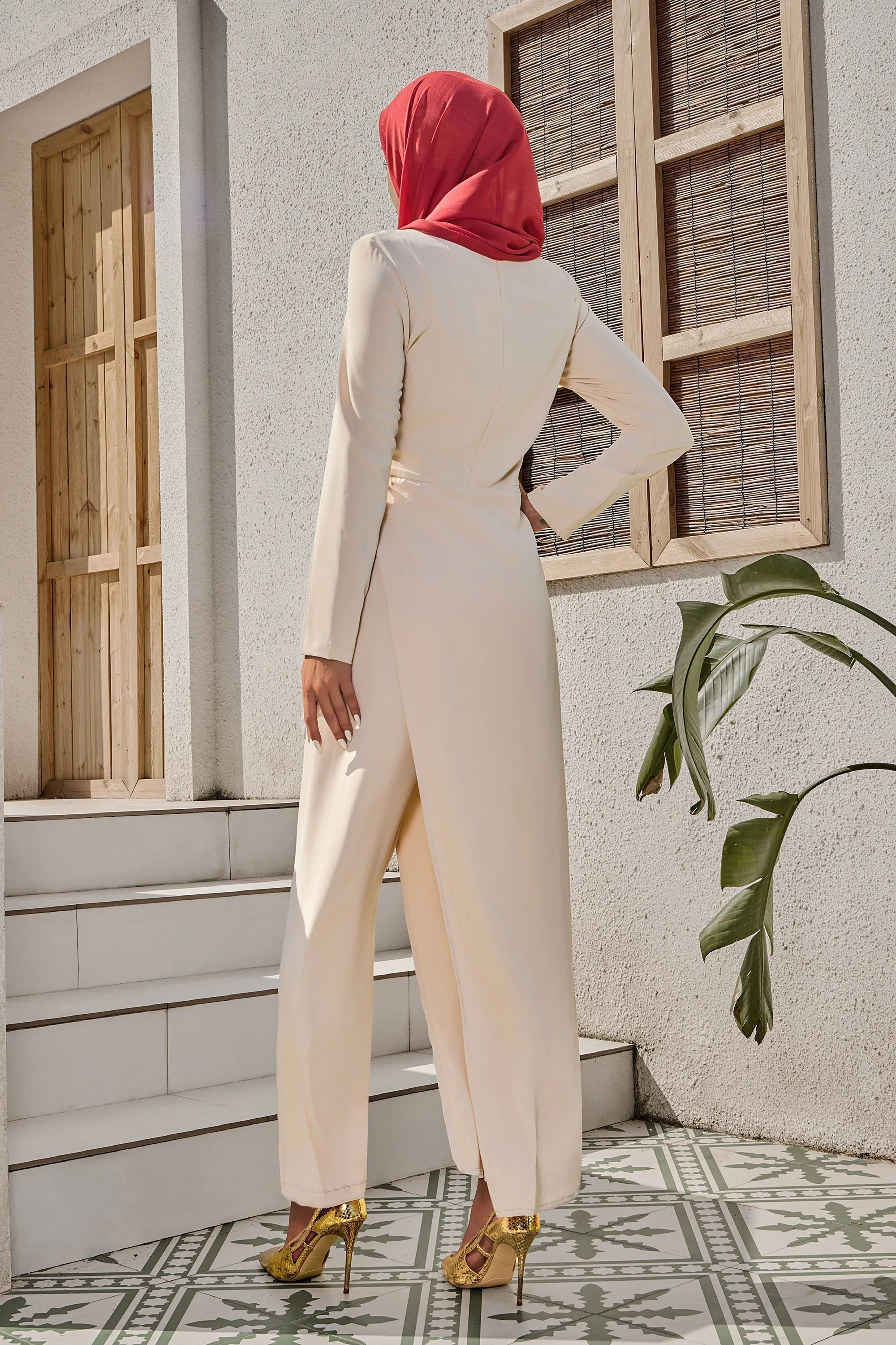 Cream Side Knot Jumpsuit