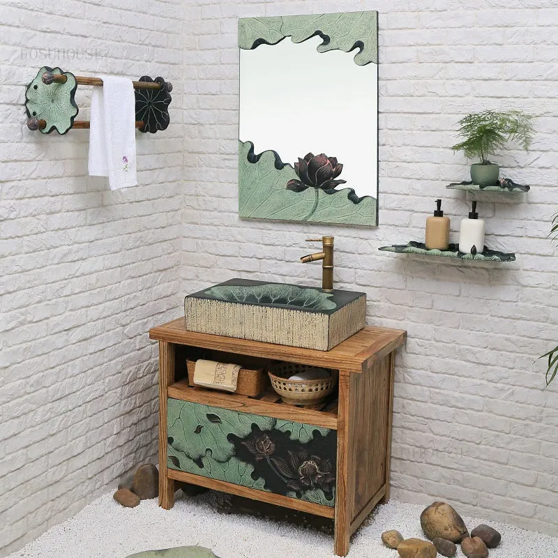 Creative Lotus Leaf Washbasins Above Counter Basin Bathroom Sinks